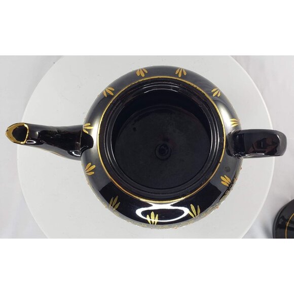 England Sudlow Teapot 3983 Black Dark Brown Vintage WWII Chipped - Picture 11 of 12